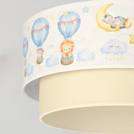 Brilagi - LED kinderhanglamp aan kabel BOBO 1xE27/10W/230V pr. 40 cm wit/beige/met dierenmotief