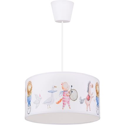Brilagi - LED-kinderhanglamp aan kabel BOBO 1xE27/60W/230V Ø 35 cm wit/dieren