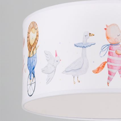 Brilagi - LED-kinderhanglamp aan kabel BOBO 1xE27/60W/230V Ø 35 cm wit/dieren