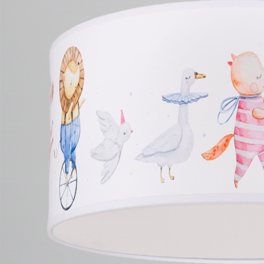 Brilagi - LED-kinderhanglamp aan kabel BOBO 1xE27/60W/230V Ø 35 cm wit/dieren