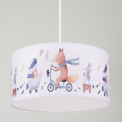 Brilagi - LED-kinderhanglamp aan kabel BOBO 1xE27/60W/230V Ø 35 cm wit/dieren