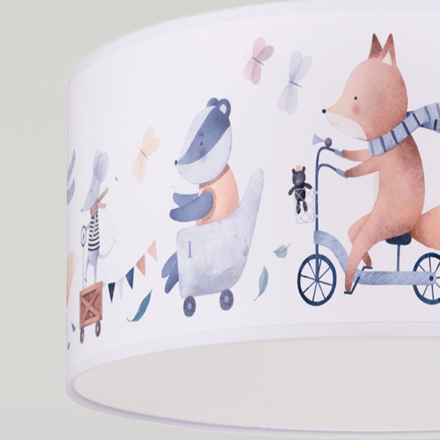 Brilagi - LED-kinderhanglamp aan kabel BOBO 1xE27/60W/230V Ø 35 cm wit/dieren