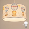 Brilagi - LED Kinderhanglamp aan kabel BOBO 1xE27/60W/230V Ø 35 cm wit/dieren