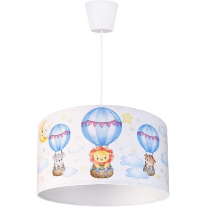 Brilagi - LED Kinderhanglamp aan kabel BOBO 1xE27/60W/230V Ø 35 cm wit/dieren