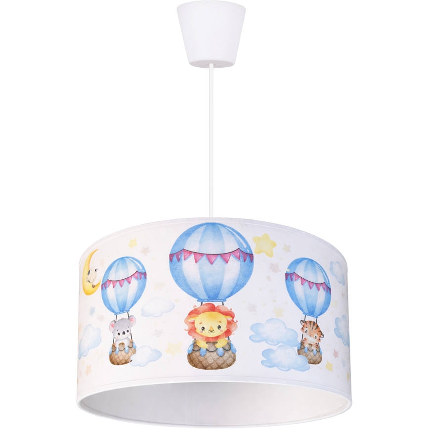 Brilagi - LED Kinderhanglamp aan kabel BOBO 1xE27/60W/230V Ø 35 cm wit/dieren