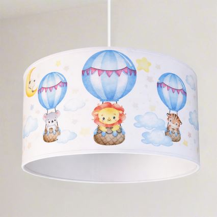 Brilagi - LED Kinderhanglamp aan kabel BOBO 1xE27/60W/230V Ø 35 cm wit/dieren