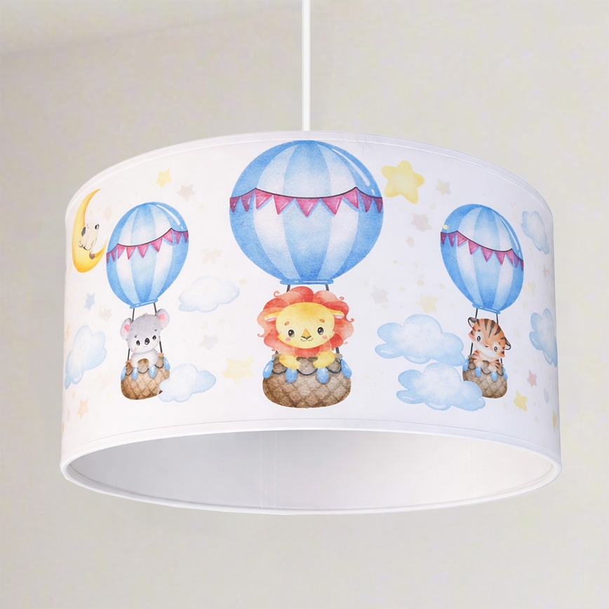 Brilagi - LED Kinderhanglamp aan kabel BOBO 1xE27/60W/230V Ø 35 cm wit/dieren