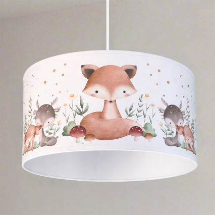 Brilagi - LED kinderhanglamp aan kabel BOBO 1xE27/60W/230V Ø 35 cm wit/dierenmotief