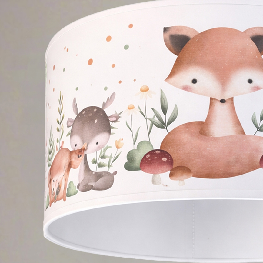 Brilagi - LED kinderhanglamp aan kabel BOBO 1xE27/60W/230V Ø 35 cm wit/dierenmotief