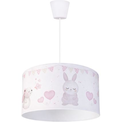 Brilagi - LED kinderhanglamp aan kabel BOBO 1xE27/60W/230V Ø 35 cm wit/konijntjes