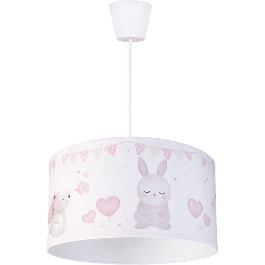 Brilagi - LED kinderhanglamp aan kabel BOBO 1xE27/60W/230V Ø 35 cm wit/konijntjes