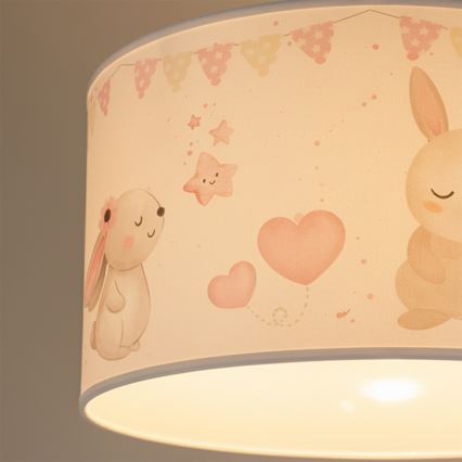 Brilagi - LED kinderhanglamp aan kabel BOBO 1xE27/60W/230V Ø 35 cm wit/konijntjes