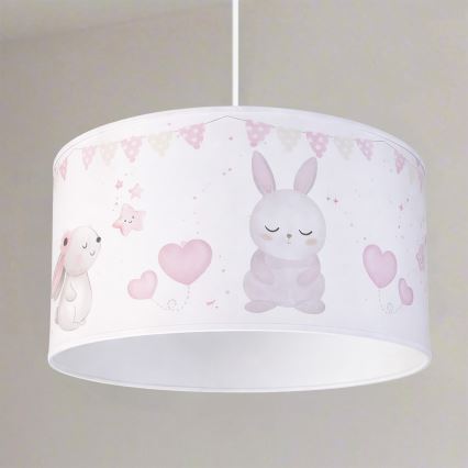 Brilagi - LED kinderhanglamp aan kabel BOBO 1xE27/60W/230V Ø 35 cm wit/konijntjes