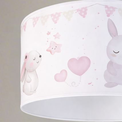 Brilagi - LED kinderhanglamp aan kabel BOBO 1xE27/60W/230V Ø 35 cm wit/konijntjes