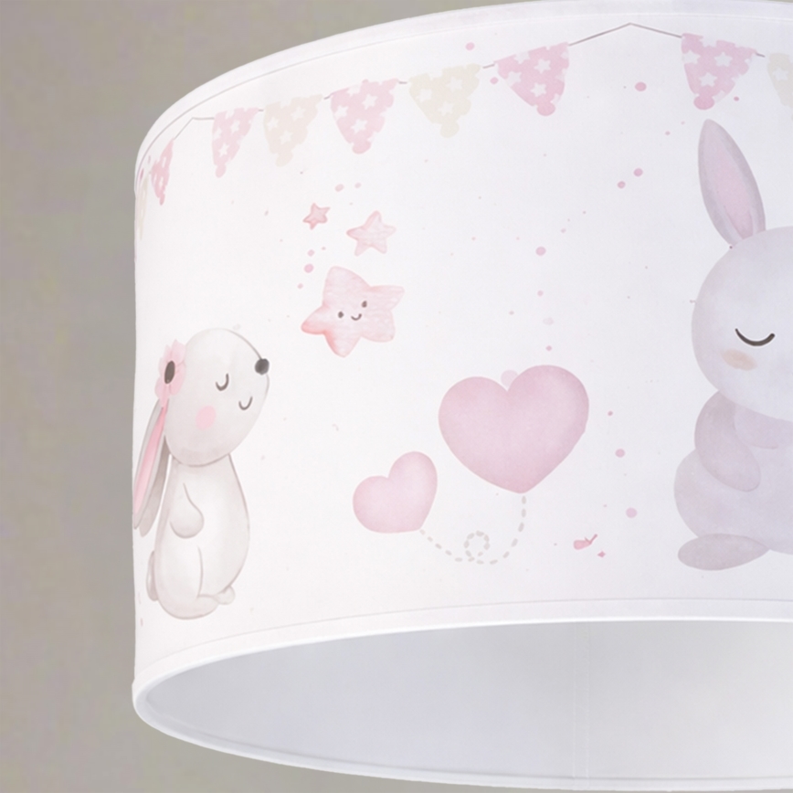 Brilagi - LED kinderhanglamp aan kabel BOBO 1xE27/60W/230V Ø 35 cm wit/konijntjes