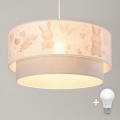 Brilagi- LED-kinderhanglamp aan kabel BOBO 1xE27/60W/230V Ø 40 cm crème/grijs/koningsblauw