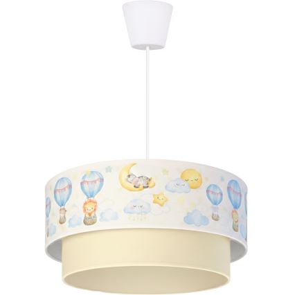 Brilagi - LED kinderhanglamp aan kabel BOBO 1xE27/60W/230V Ø 40 cm wit/beige/dierenmotief
