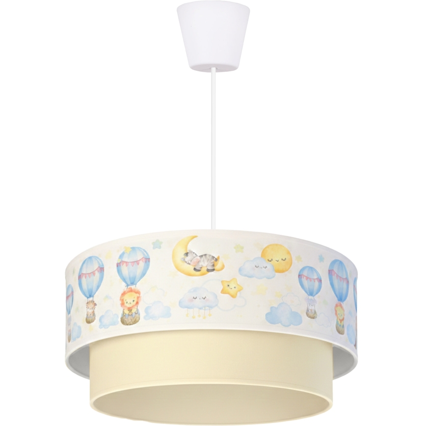 Brilagi - LED kinderhanglamp aan kabel BOBO 1xE27/60W/230V Ø 40 cm wit/beige/dierenmotief