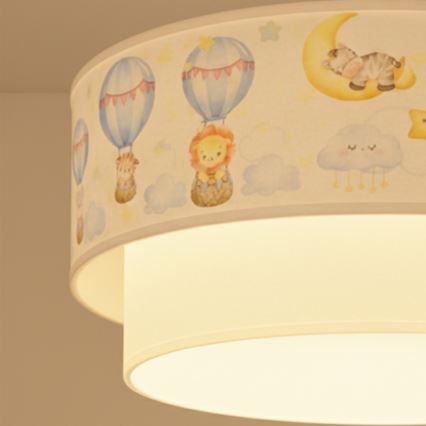 Brilagi - LED kinderhanglamp aan kabel BOBO 1xE27/60W/230V Ø 40 cm wit/beige/dierenmotief