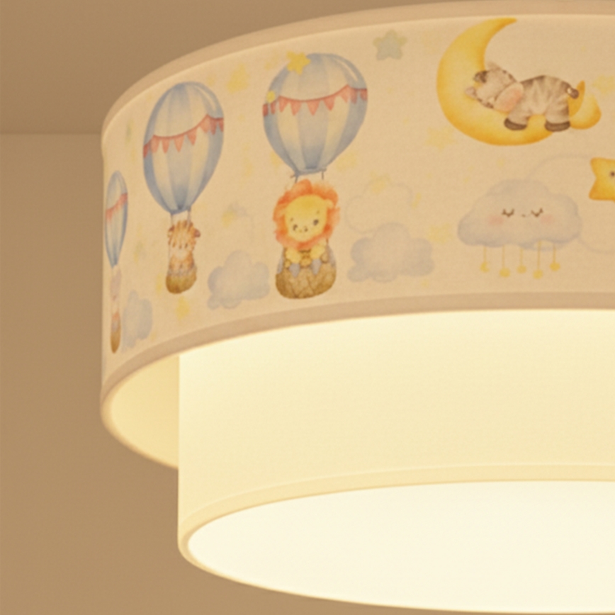 Brilagi - LED kinderhanglamp aan kabel BOBO 1xE27/60W/230V Ø 40 cm wit/beige/dierenmotief