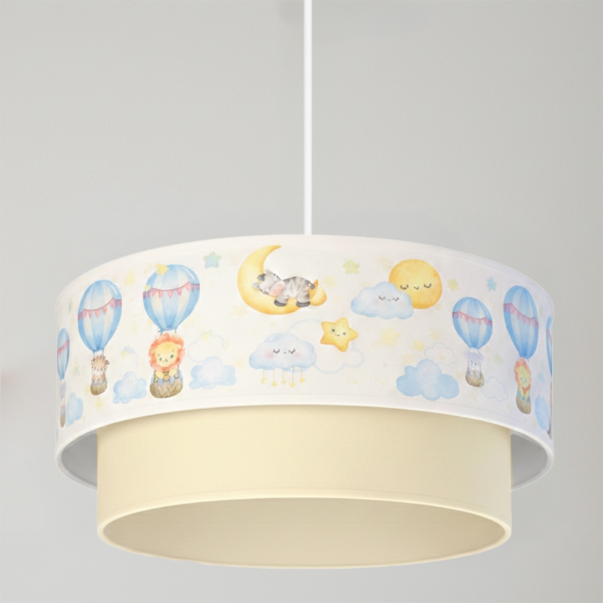 Brilagi - LED kinderhanglamp aan kabel BOBO 1xE27/60W/230V Ø 40 cm wit/beige/dierenmotief