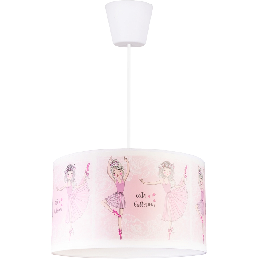 Brilagi - LED-kinderhanglamp aan snoer BOBO 1xE27/10W/230V Ø 35 cm roze/ballerina's
