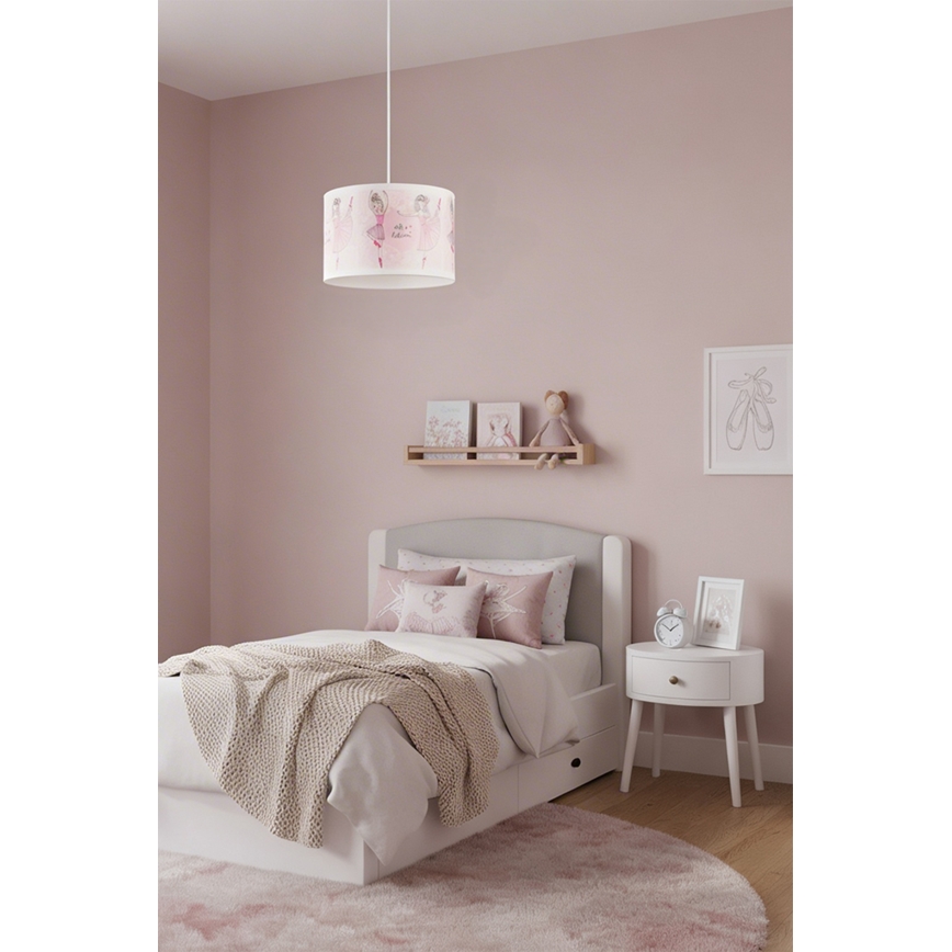 Brilagi - LED-kinderhanglamp aan snoer BOBO 1xE27/10W/230V Ø 35 cm roze/ballerina's