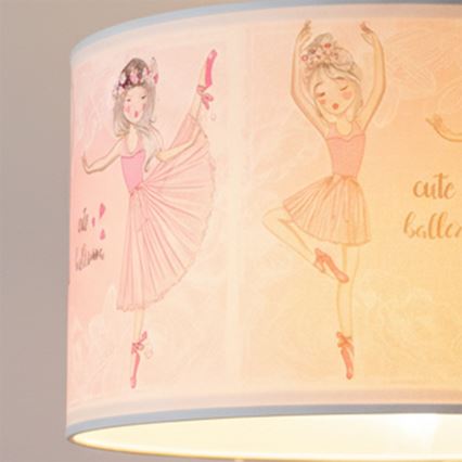 Brilagi - LED-kinderhanglamp aan snoer BOBO 1xE27/10W/230V Ø 35 cm roze/ballerina's