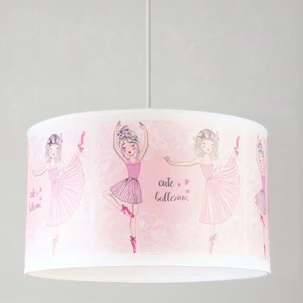 Brilagi - LED-kinderhanglamp aan snoer BOBO 1xE27/10W/230V Ø 35 cm roze/ballerina's