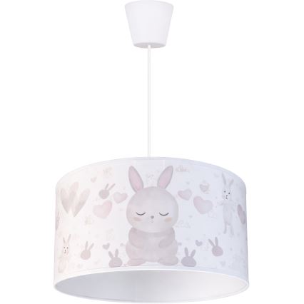 Brilagi - LED-kinderhanglamp aan snoer BOBO 1xE27/10W/230V Ø 35 cm wit/konijntjes