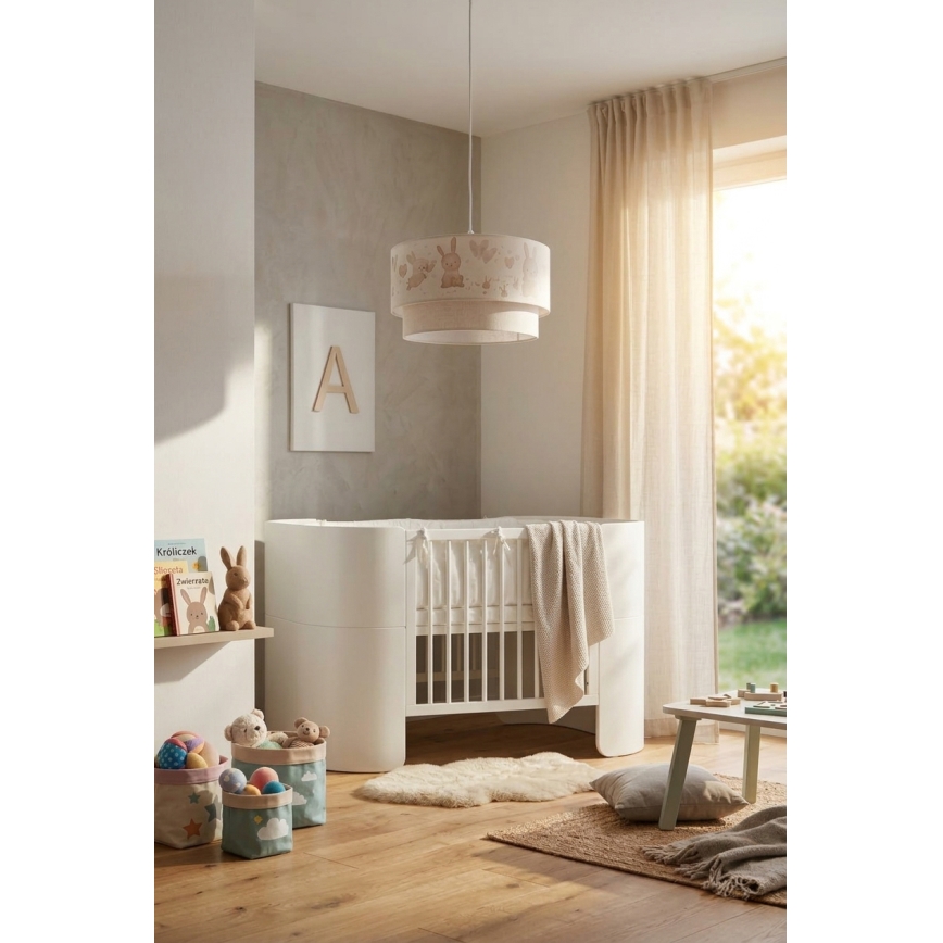 Brilagi - LED-kinderhanglamp aan snoer BOBO 1xE27/10W/230V Ø 35 cm wit/konijntjes