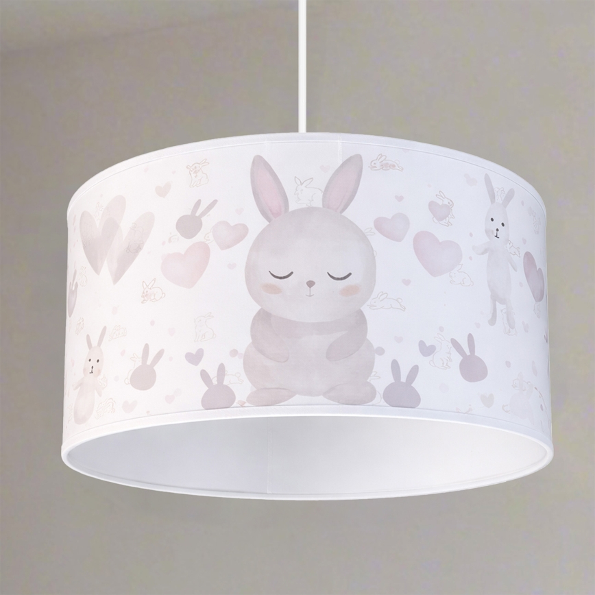 Brilagi - LED-kinderhanglamp aan snoer BOBO 1xE27/10W/230V Ø 35 cm wit/konijntjes