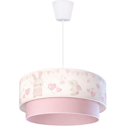 Brilagi - LED kinderhanglamp aan kabel BOBO 1xE27/10W/230V Ø 40 cm crème/roze/konijntjes