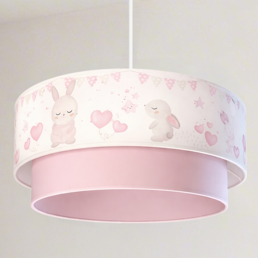 Brilagi - LED kinderhanglamp aan kabel BOBO 1xE27/10W/230V Ø 40 cm crème/roze/konijntjes