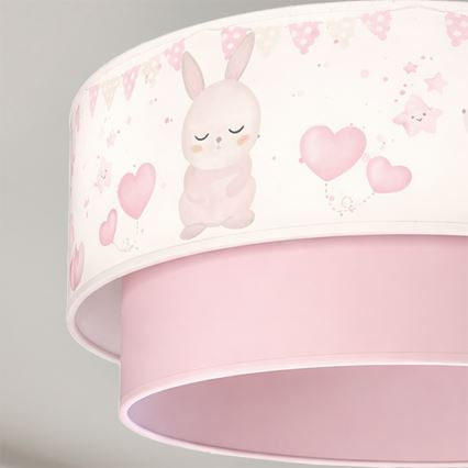 Brilagi - LED kinderhanglamp aan kabel BOBO 1xE27/10W/230V Ø 40 cm crème/roze/konijntjes