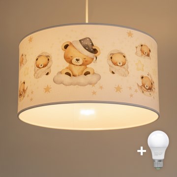Brilagi - LED kinderhanglamp aan snoer BOBO 1xE27/60W/230V Ø 35 cm wit/beertjes