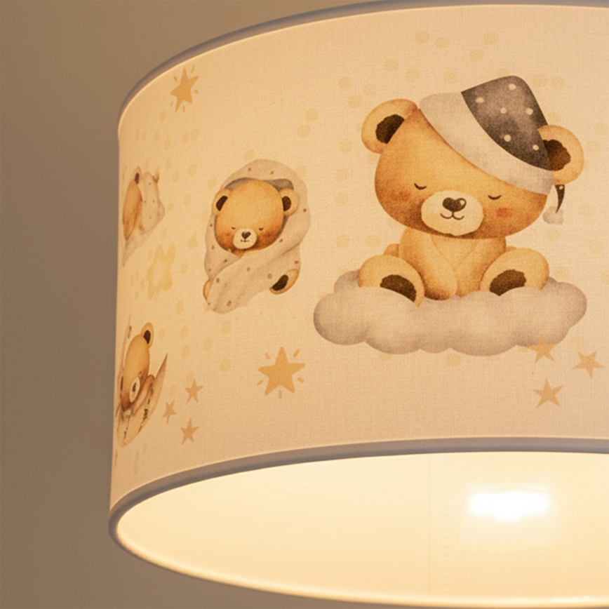 Brilagi - LED kinderhanglamp aan snoer BOBO 1xE27/60W/230V Ø 35 cm wit/beertjes