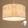 Brilagi - LED-kinderhanglamp aan snoer BOBO 1xE27/60W/230V Ø 35 cm wit/konijntjes