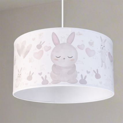 Brilagi - LED-kinderhanglamp aan snoer BOBO 1xE27/60W/230V Ø 35 cm wit/konijntjes