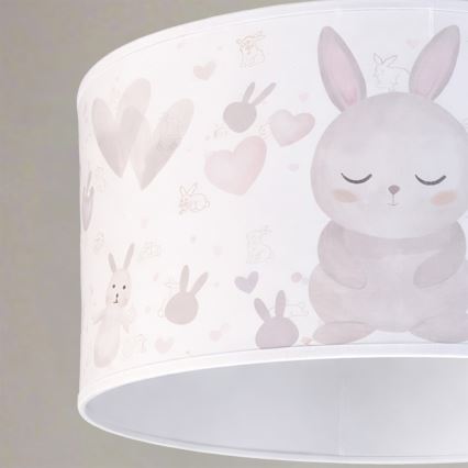 Brilagi - LED-kinderhanglamp aan snoer BOBO 1xE27/60W/230V Ø 35 cm wit/konijntjes