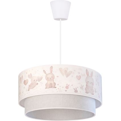 Brilagi - LED kinderhanglamp aan kabel BOBO 1xE27/60W/230V Ø 40 cm crème/grijs/konijntjes