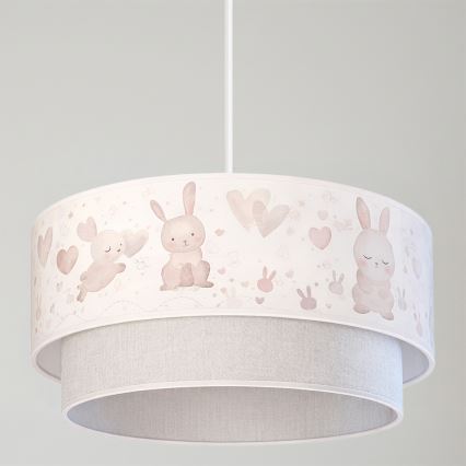 Brilagi - LED kinderhanglamp aan kabel BOBO 1xE27/60W/230V Ø 40 cm crème/grijs/konijntjes