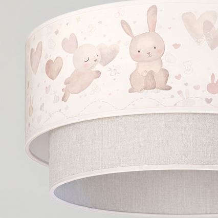 Brilagi - LED kinderhanglamp aan kabel BOBO 1xE27/60W/230V Ø 40 cm crème/grijs/konijntjes