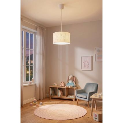 Brilagi - LED kinderhanglamp BOBO aan kabel 1xE27/10W/230V Ø 35 cm wit/konijntjes
