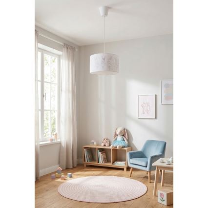 Brilagi - LED kinderhanglamp BOBO aan kabel 1xE27/10W/230V Ø 35 cm wit/konijntjes