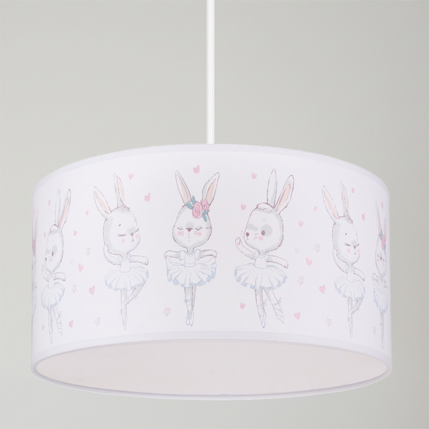 Brilagi - LED kinderhanglamp BOBO aan kabel 1xE27/10W/230V Ø 35 cm wit/konijntjes