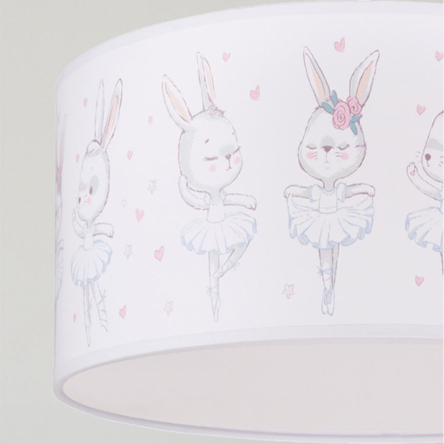 Brilagi - LED kinderhanglamp BOBO aan kabel 1xE27/10W/230V Ø 35 cm wit/konijntjes
