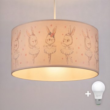 Brilagi - LED kinderhanglamp BOBO aan kabel 1xE27/60W/230V Ø 35 cm wit/konijntjes