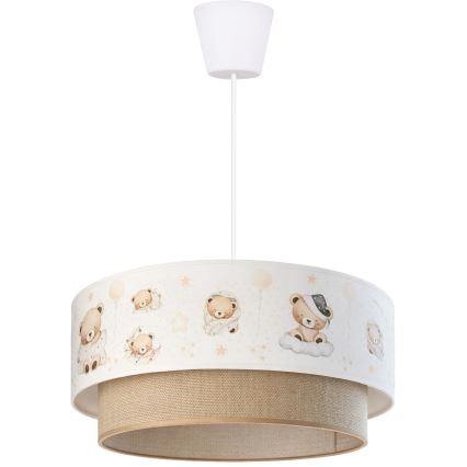 Brilagi- LED kinderhanglamp BOBO aan kabel 1xE27/60W/230V Ø 40 cm wit/beige/beer