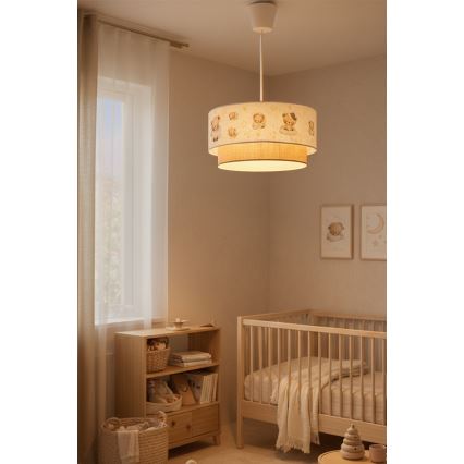 Brilagi- LED kinderhanglamp BOBO aan kabel 1xE27/60W/230V Ø 40 cm wit/beige/beer